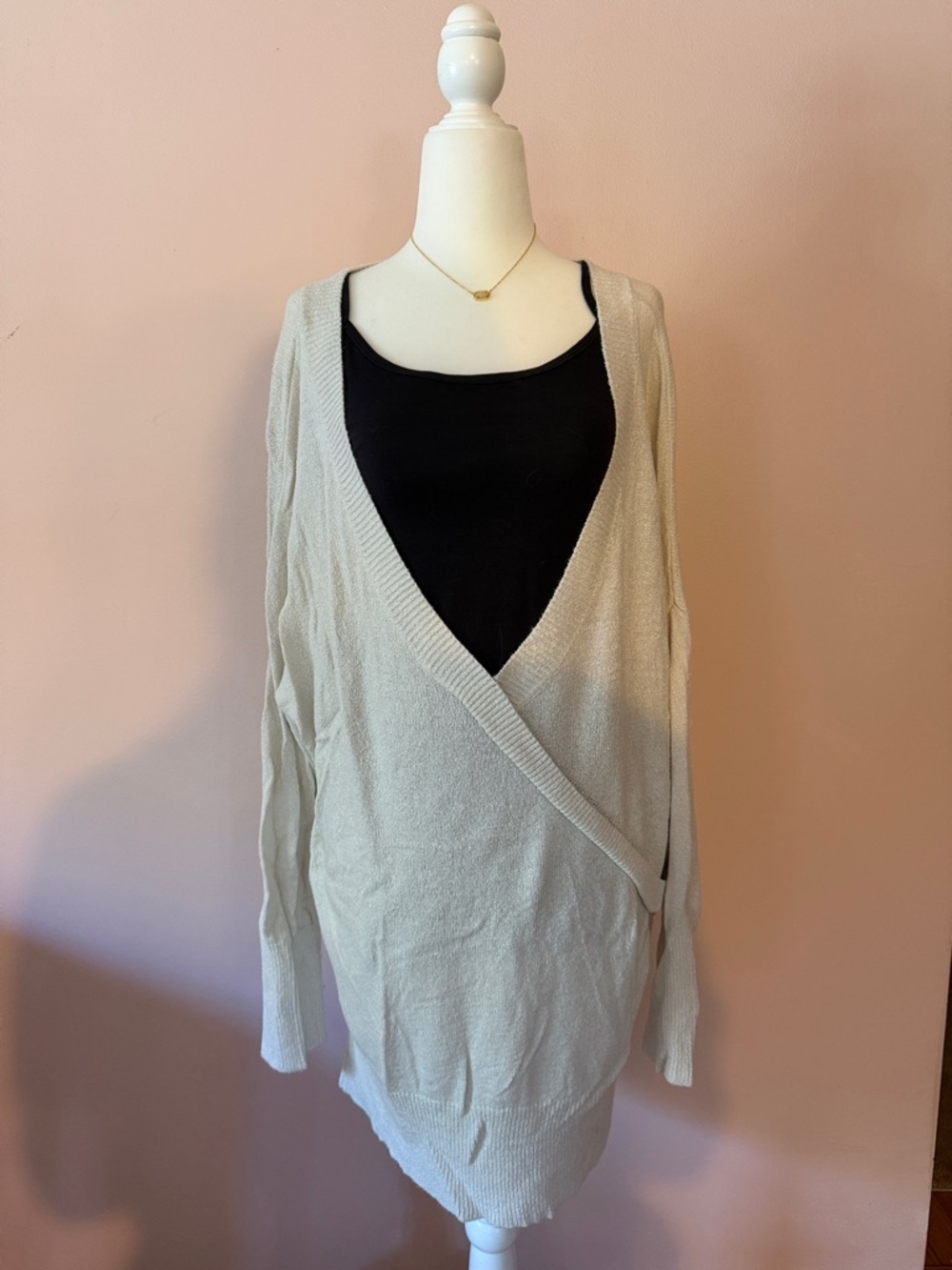 Express Cream Open-Front Draped Sweater